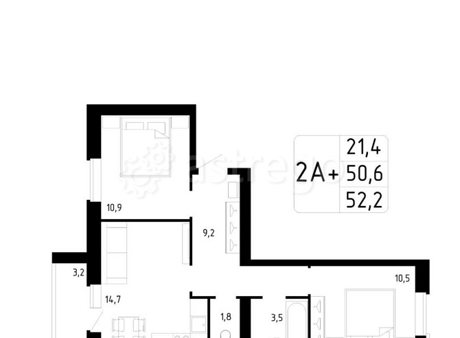 2-комн. квартира, 52.2 м2, 3/9 эт. Стерлитамак - изображение 1