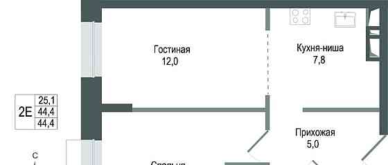 2-комн. квартира, 44.4 м2, 1/8 эт. Королев