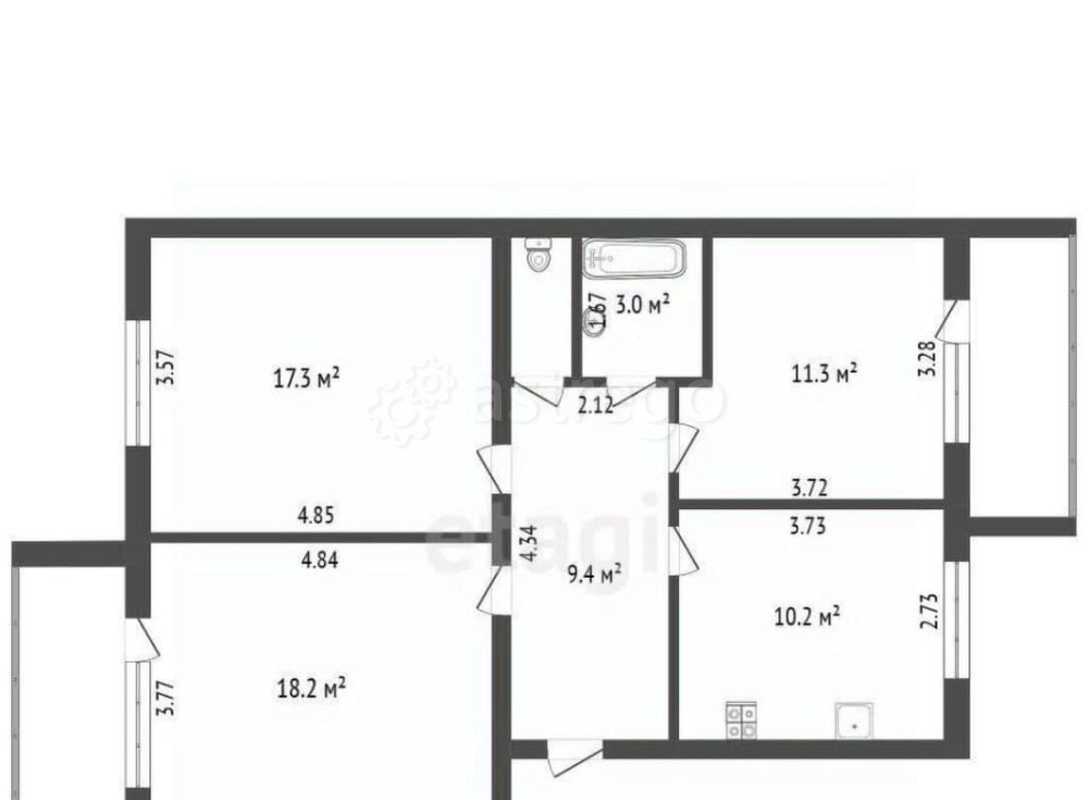 3-комн. квартира, 70 м2, 2/5 эт. Котлас - изображение 2