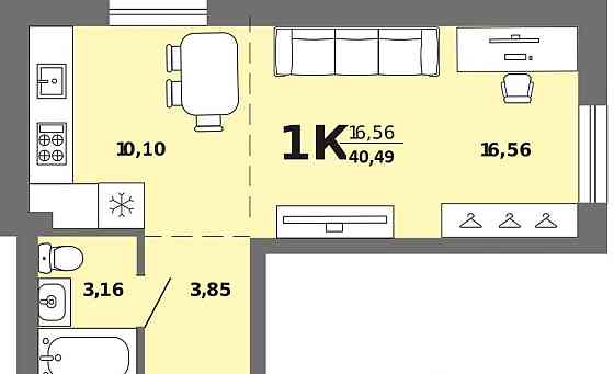 1-комн. квартира, 40.49 м2, 6/8 эт. Майма