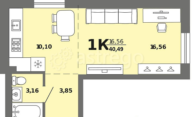 1-комн. квартира, 40.49 м2, 6/8 эт. Майма - изображение 1