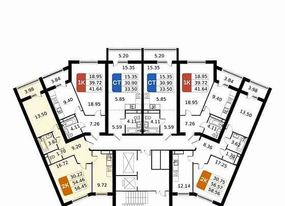 2-комн. квартира, 56.45 м2, 8/17 эт. Домодедово