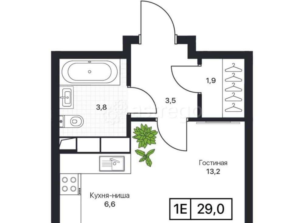 Студия, 29.2 м2, 12/17 эт. Пушкино - изображение 1