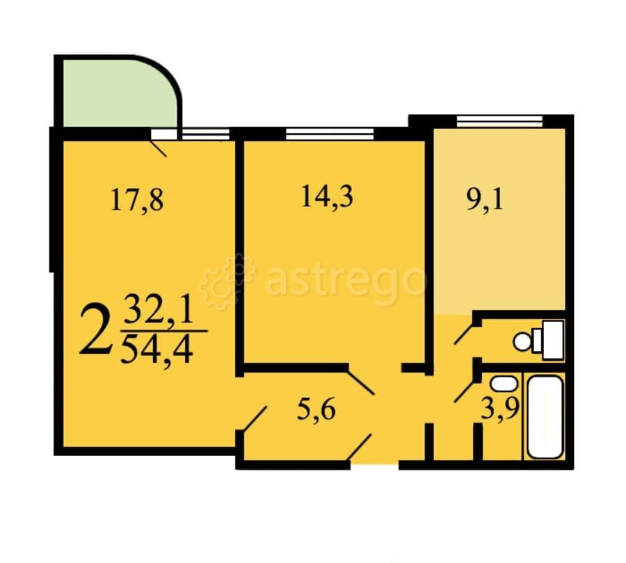 2-комн. квартира, 53.6 м2, 11/17 эт. Москва - изображение 2