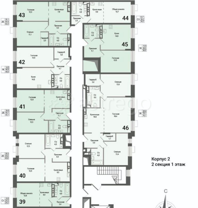 2-комн. квартира, 44.4 м2, 1/8 эт. Королев - изображение 3
