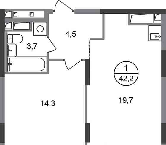 1-комн. квартира, 42 м2, 16/17 эт. Москва