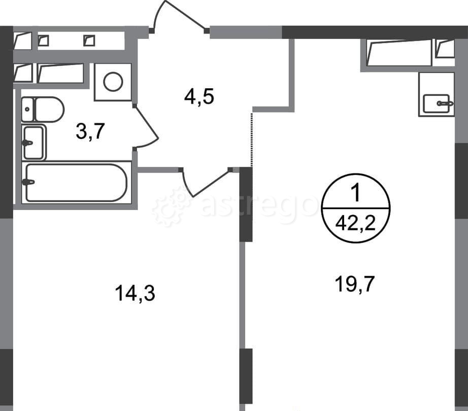1-комн. квартира, 42 м2, 16/17 эт. Москва - изображение 1