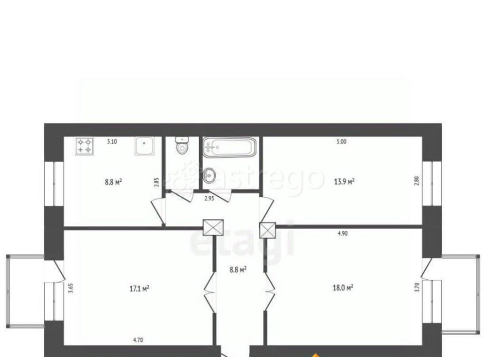 3-комн. квартира, 71 м2, 2/3 эт. Клин - изображение 2