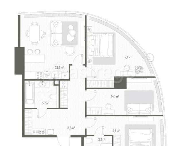 3-комн. квартира, 97.1 м2, 38/90 эт. Москва - изображение 2