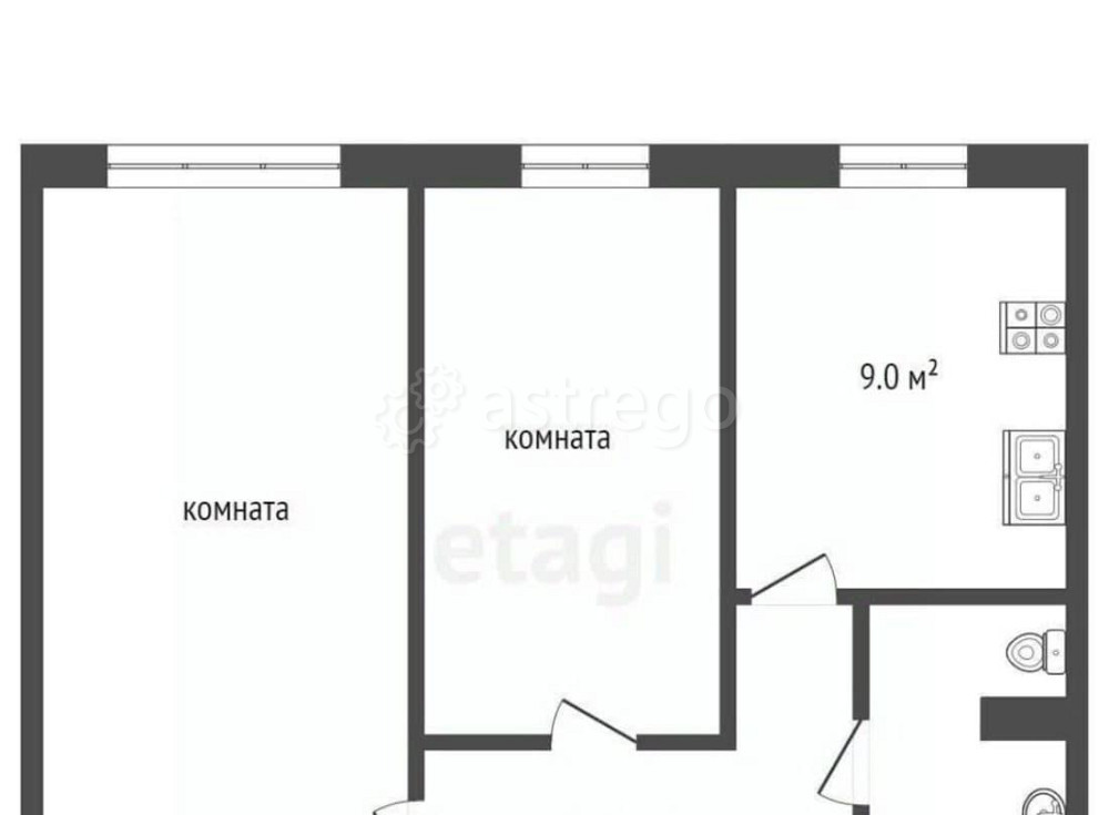 2-комн. квартира, 43.3 м2, 1/5 эт. Новодвинск - изображение 6