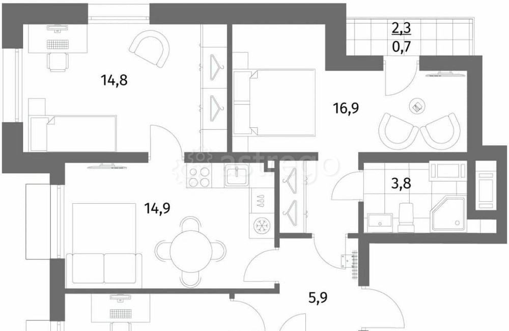 3-комн. квартира, 74.1 м2, 5/6 эт. Санкт-Петербург - изображение 6
