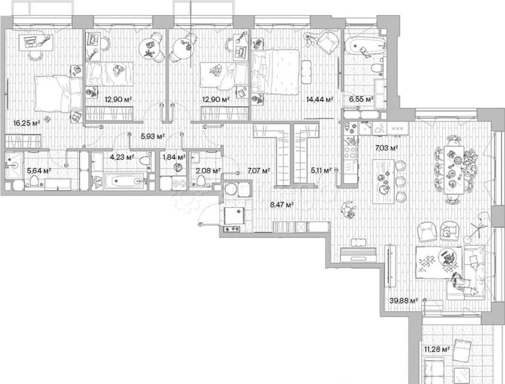 4-комн. квартира, 153.7 м2, 11/12 эт. Москва - изображение 7