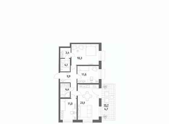 3-комн. квартира, 91 м2, 1/6 эт. Санкт-Петербург