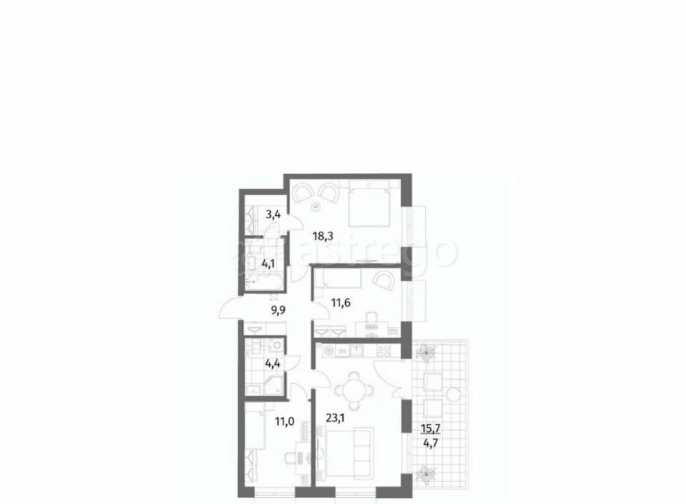 3-комн. квартира, 91 м2, 1/6 эт. Санкт-Петербург - изображение 5