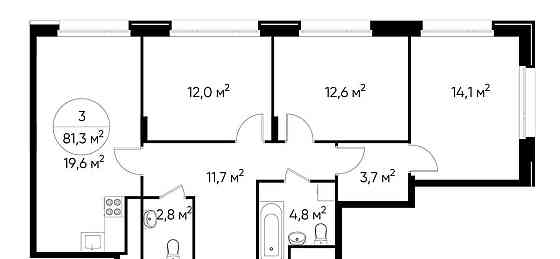 3-комн. квартира, 81 м2, 5/17 эт. Москва