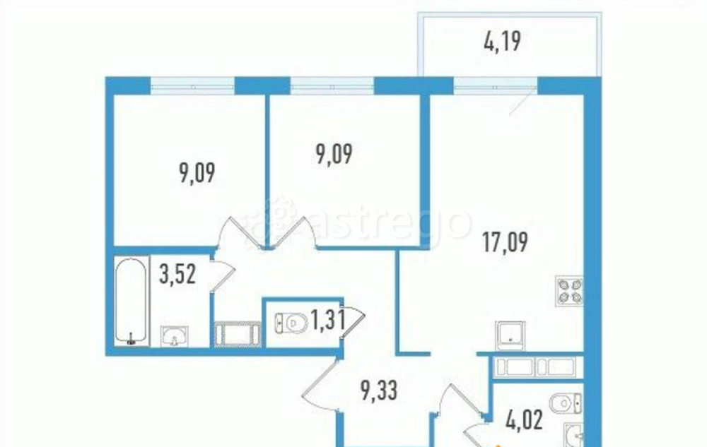 3-комн. квартира, 66.73 м2, 12/12 эт. Санкт-Петербург - изображение 1