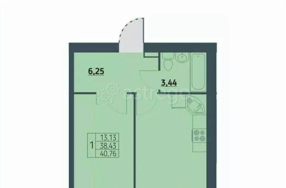 1-комн. квартира, 40.4 м2, 8/9 эт. Красноярск - изображение 1