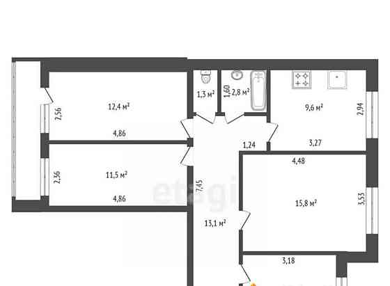 4-комн. квартира, 77 м2, 9/9 эт. Уфа