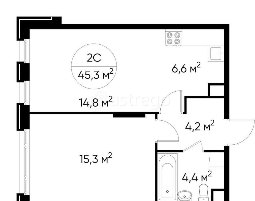 2-комн. квартира, 45 м2, 2/17 эт. Москва - изображение 1