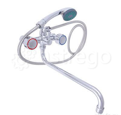 Смеситель для ванны с душем СоюзКран, круглый излив 30 см, керемические кран-буксы 1/2, хром, цинк,  Пермь - изображение 1