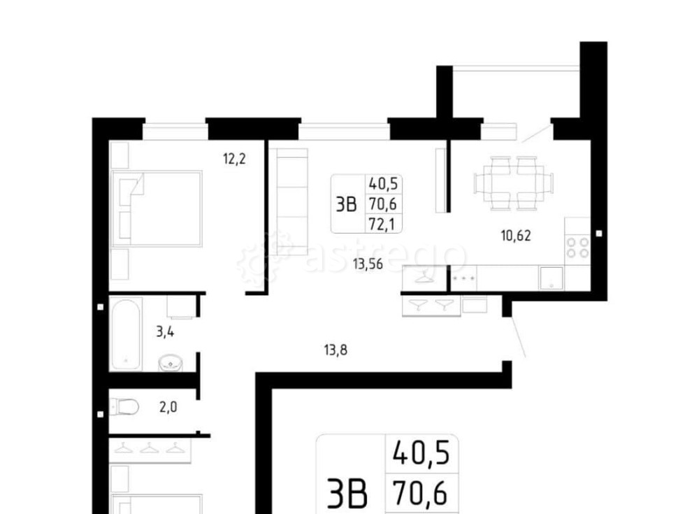 3-комн. квартира, 72.1 м2, 4/9 эт. Стерлитамак - изображение 1