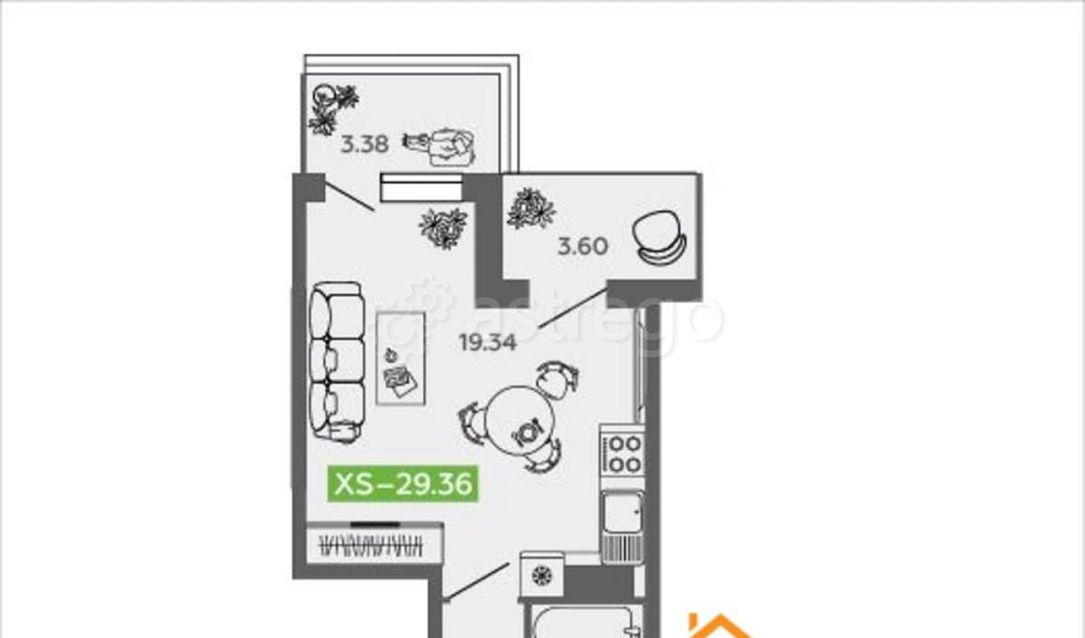 Студия, 29.36 м2, 9/9 эт. Северодвинск - изображение 1