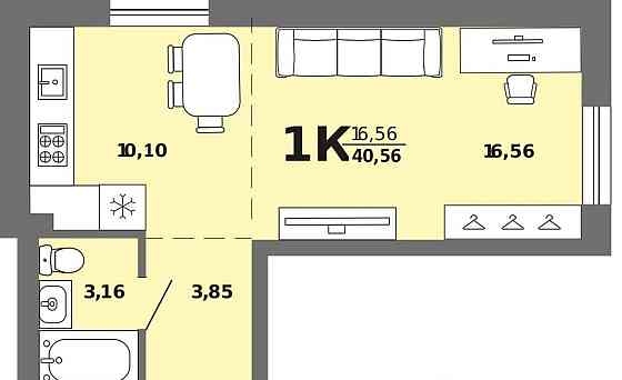 1-комн. квартира, 40.56 м2, 5/8 эт. Майма