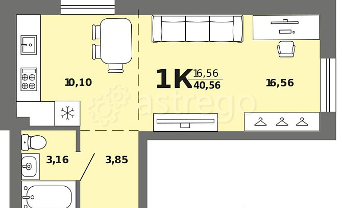 1-комн. квартира, 40.56 м2, 5/8 эт. Майма - изображение 1
