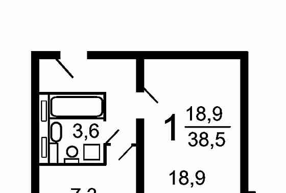 1-комн. квартира, 38.5 м2, 7/17 эт. Москва