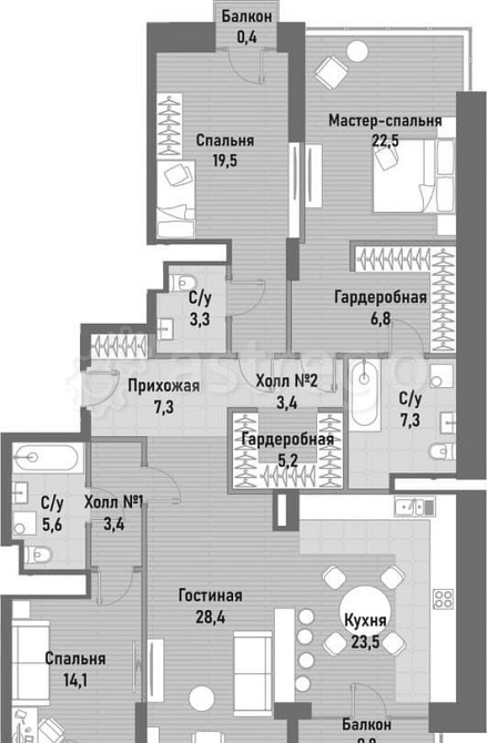 4-комн. квартира, 153.3 м2, 14/14 эт. Москва - изображение 1