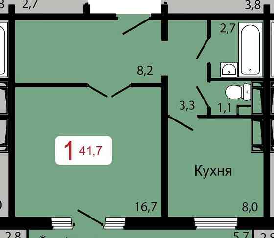 1-комн. квартира, 41.7 м2, 7/17 эт. Красноярск