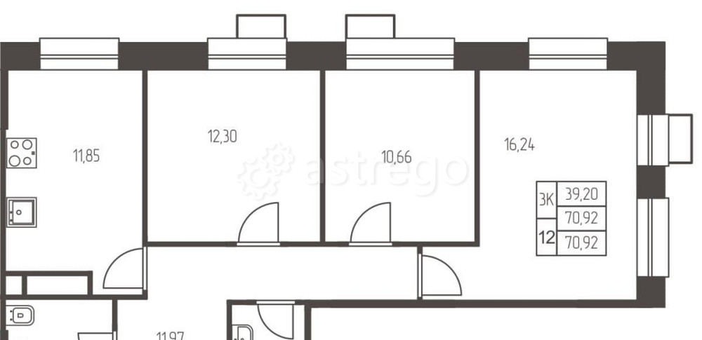 3-комн. квартира, 70.92 м2, 23/25 эт. Ивантеевка - изображение 2