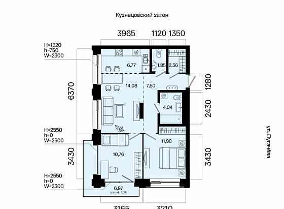 3-комн. квартира, 61.43 м2, 4/31 эт. Уфа