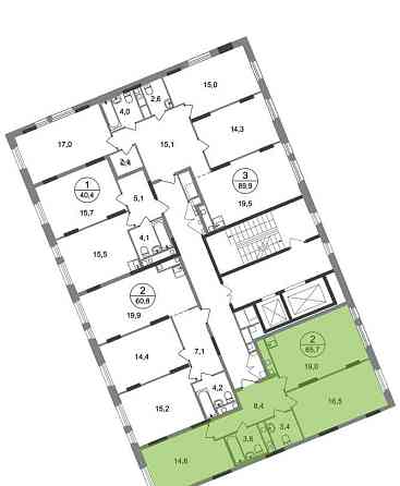 2-комн. квартира, 65 м2, 12/17 эт. Москва