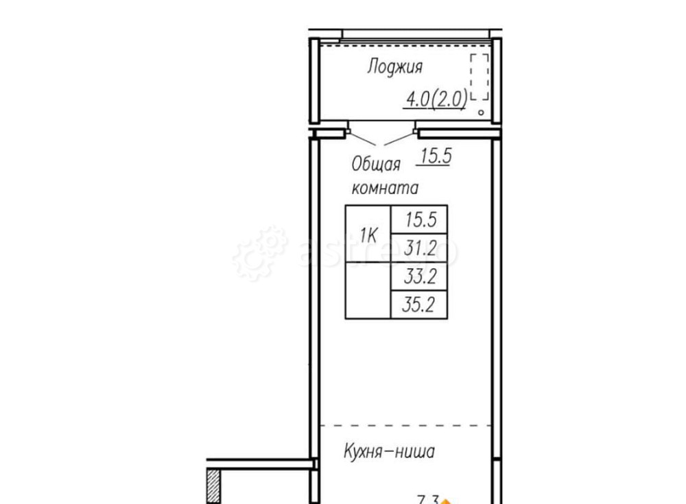 1-комн. квартира, 33.2 м2, 11/17 эт. Барнаул - изображение 1
