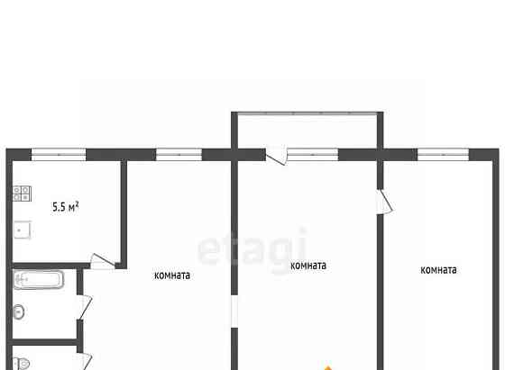 3-комн. квартира, 54.6 м2, 2/5 эт. Коломна