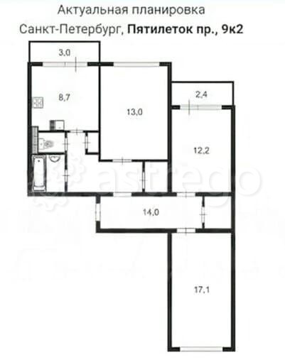 3-комн. квартира, 72 м2, 3/10 эт. Санкт-Петербург - изображение 10