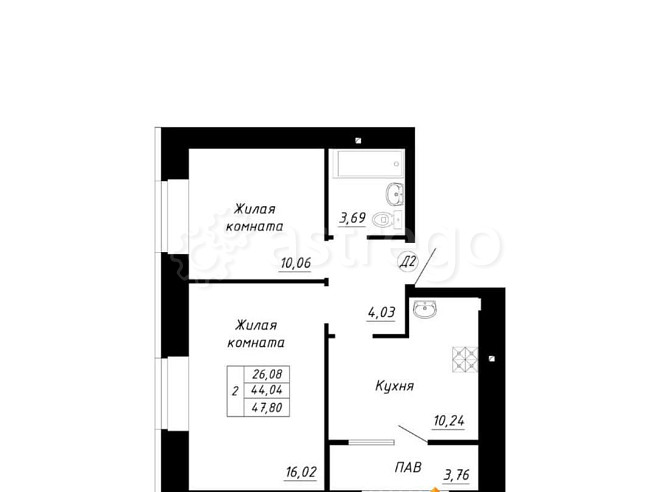 2-комн. квартира, 47.8 м2, 4/14 эт. Стерлитамак - изображение 1
