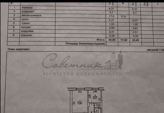 1-комн. квартира, 40.9 м2, 7/9 эт. Старый Оскол