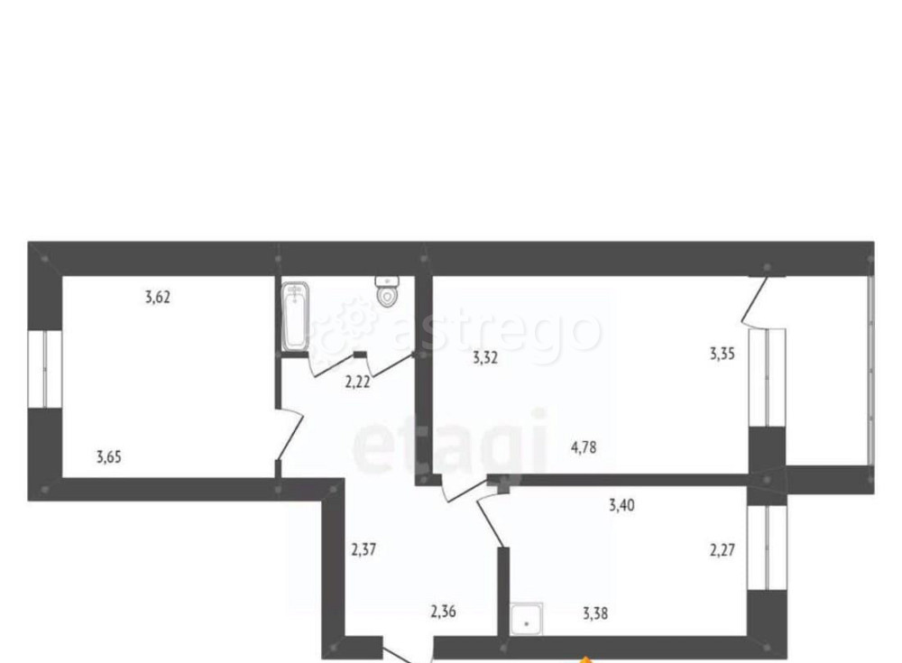 2-комн. квартира, 48 м2, 5/5 эт. Белогорск - изображение 6