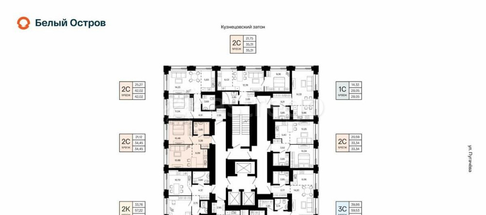 2-комн. квартира, 34.45 м2, 14/31 эт. Уфа - изображение 1