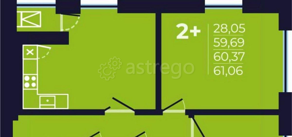 2-комн. квартира, 60.5 м2, 17/25 эт. Уфа - изображение 1