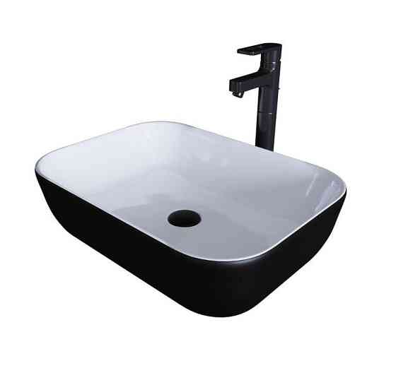 Раковина GR-4041BW 460*320*140 ЧЕРНАЯ БЕЛАЯ внутри GROSSMAN Москва