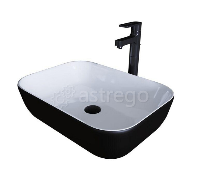 Раковина GR-4041BW 460*320*140 ЧЕРНАЯ БЕЛАЯ внутри GROSSMAN Москва - изображение 1