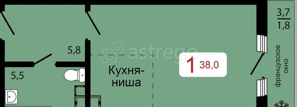 1-комн. квартира, 38 м2, 10/17 эт. Красноярск - изображение 1