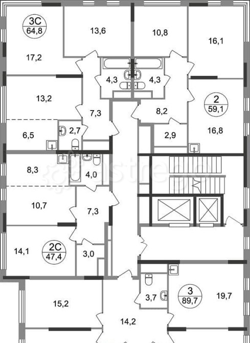 3-комн. квартира, 89 м2, 10/17 эт. Москва - изображение 4