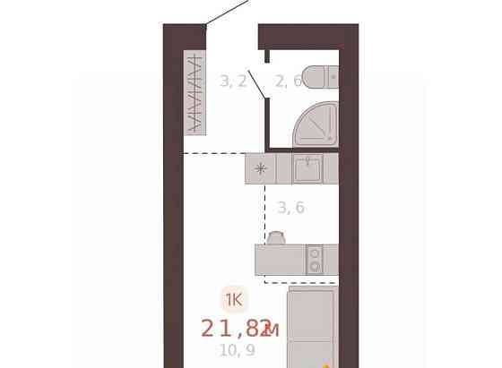 1-комн. квартира, 21.8 м2, 1/10 эт. Новоалтайск