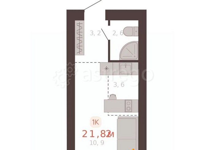 1-комн. квартира, 21.8 м2, 1/10 эт. Новоалтайск - изображение 1