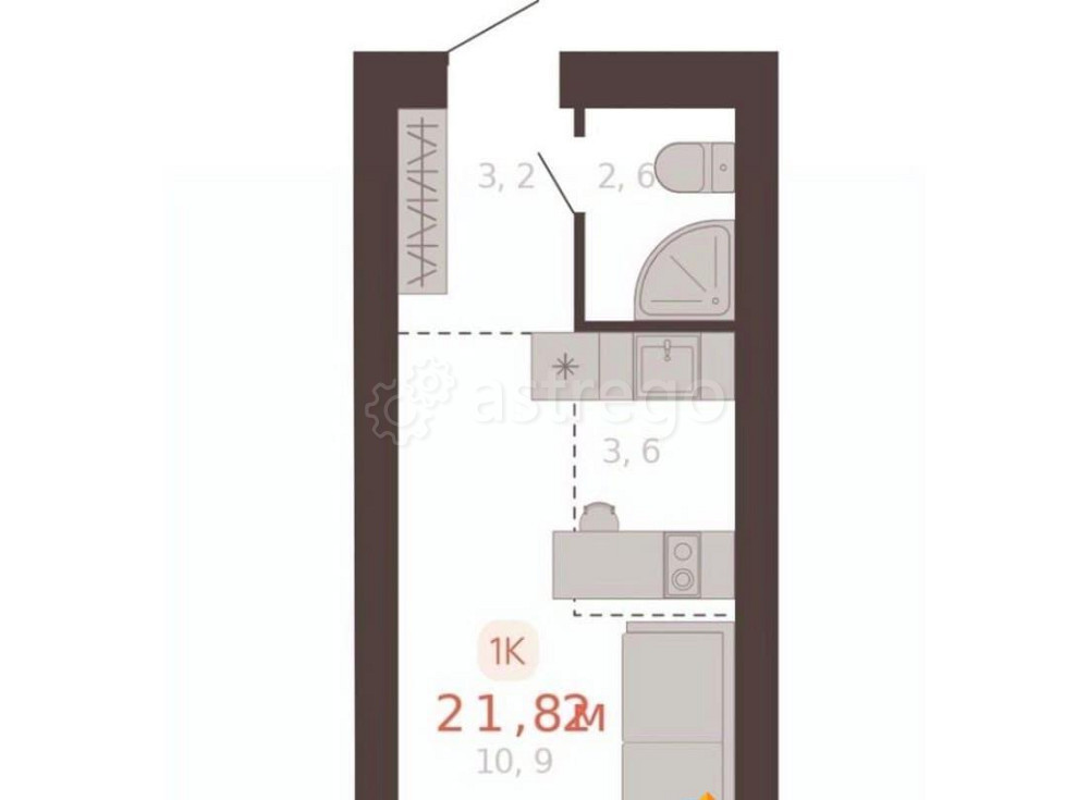 1-комн. квартира, 21.8 м2, 1/10 эт. Новоалтайск - изображение 1