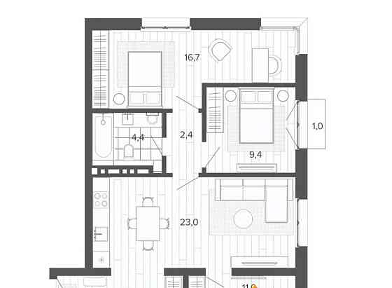 4-комн. квартира, 83.58 м2, 4/9 эт. Барнаул